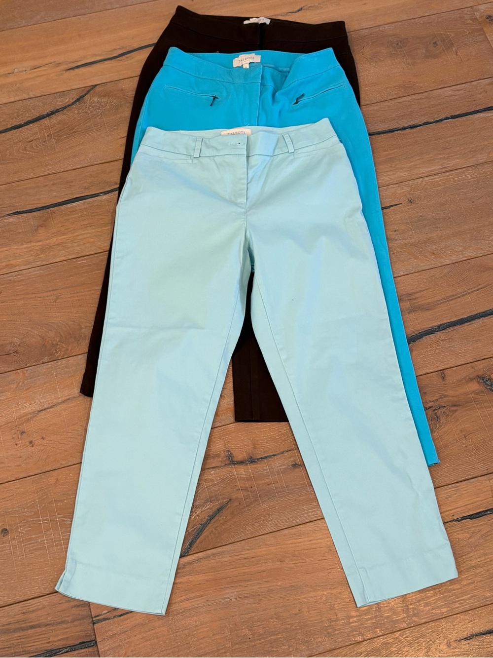Talbots Women’s Pants Bundle: Light Blue, Aqua & Chocolate